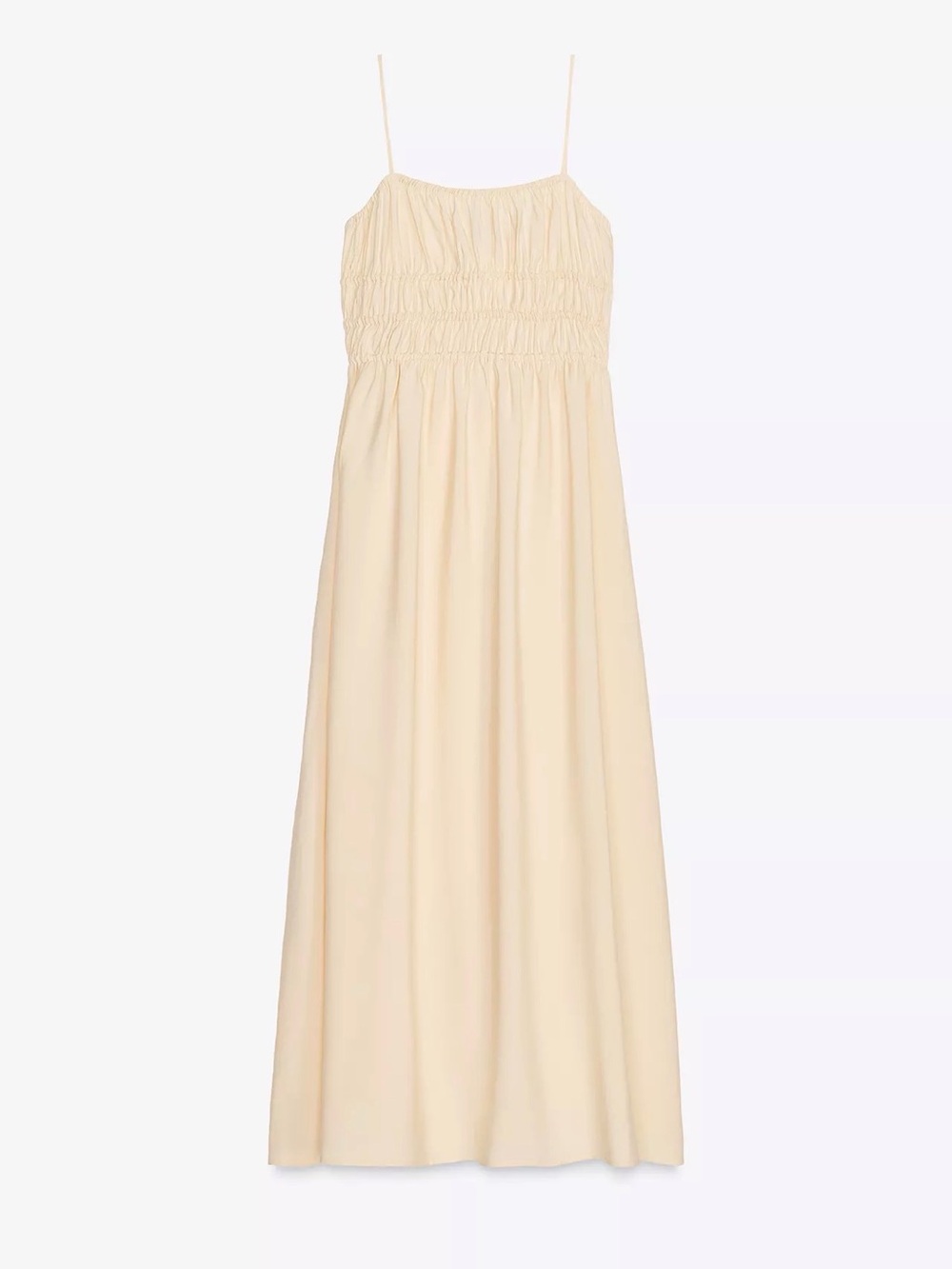 Zara Cream Smocked Midi Dress
